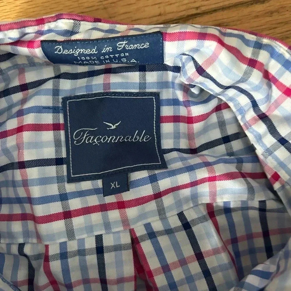 Men’s Falconnable Red, White, And Blue Plaid Shirt Size XL - Picture 4 of 4